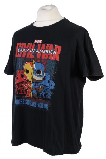 Vintage Marvel Captain America T-Shirt L Black TS360-109583