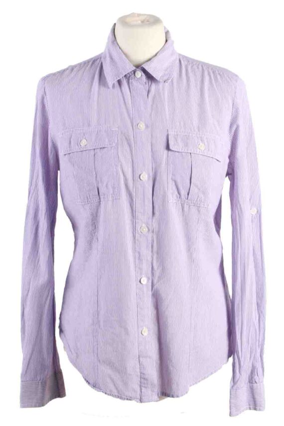 Calvin Klein Women Shirt Stripe Long Sleeve 90s Purple S