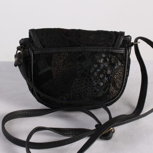 Vintage Womens Patchwork Printed Shoulder Messenger Mini Bag Black