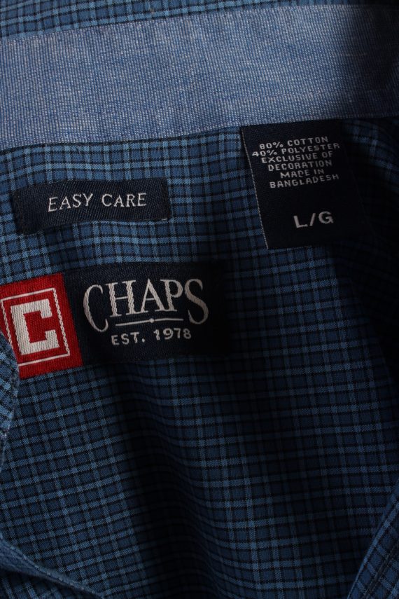 Mens Chaps Checke Printed Long Sleeve Shirts Blue L