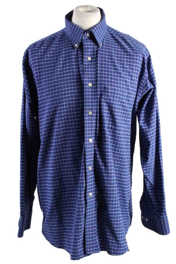 Vintage Mens Chaps Wrinkle Free Regular Fit Long Sleeve Shirts XL Blue SH3907-0