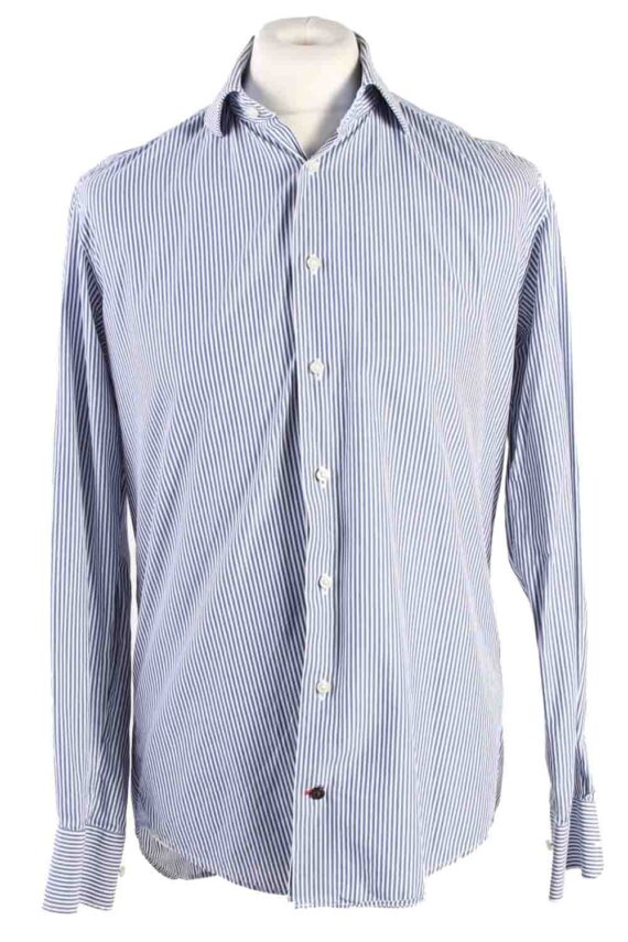 Mens Tommy Hilfiger Stripe Fitted Long Sleeve Shirts Blue M