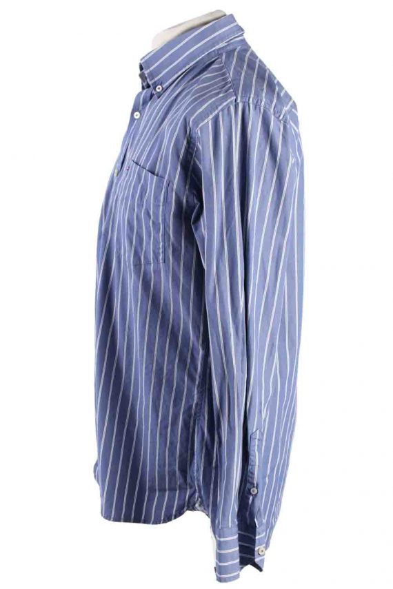 Mens Tommy Hilfiger Custom Fit Stripe Long Sleeve Shirts Blue L
