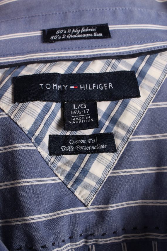 Mens Tommy Hilfiger Custom Fit Stripe Long Sleeve Shirts Blue L