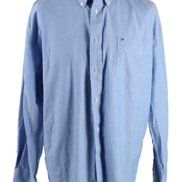 Mens Tommy Hilfiger Cotton Long Sleeve Shirt Blue XL