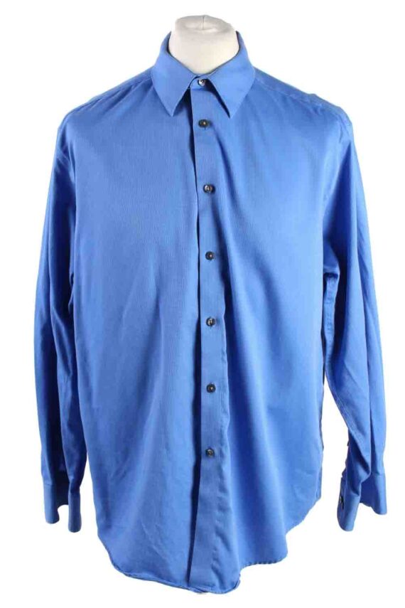 Vintage Mens Calvin Klein Slim Fit Non Iron Long Sleeve Shirts XL Blue SH3926-0
