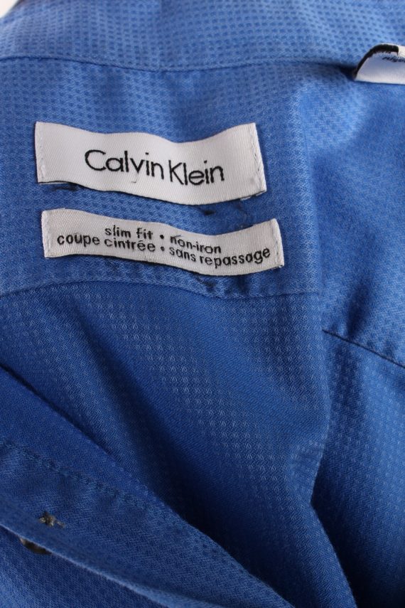Vintage Mens Calvin Klein Slim Fit Non Iron Long Sleeve Shirts XL Blue SH3926-115246