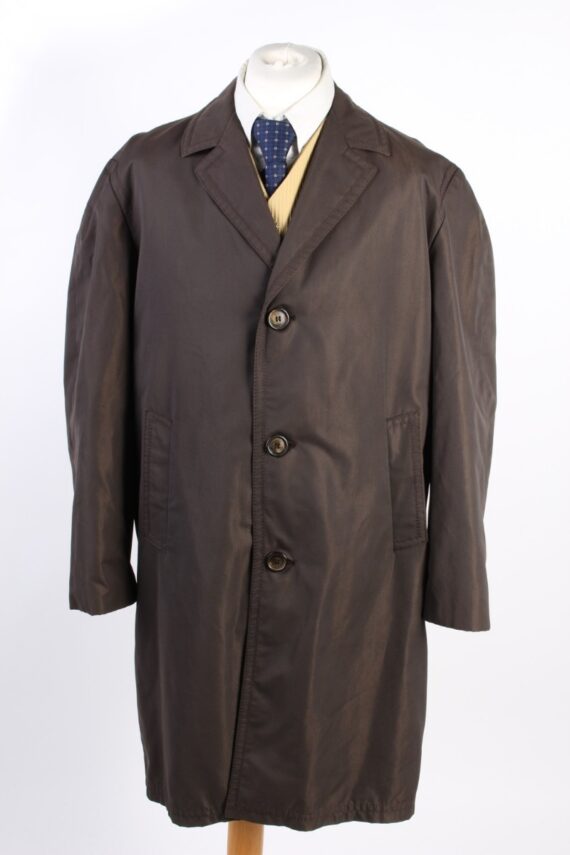Vintage Akylon Comtal Paris Classic Trench Coat Bust 50 Dark Brown