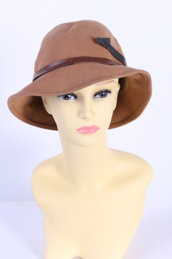Vintage Trilby Hat 80S With Buckle Details Camel HAT566-0