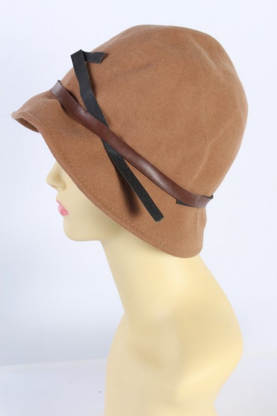 Vintage Trilby Hat 80S With Buckle Details Camel HAT566-119157