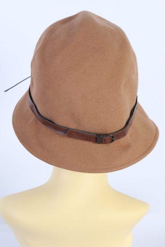 Vintage Trilby Hat 80S With Buckle Details Camel HAT566-119158