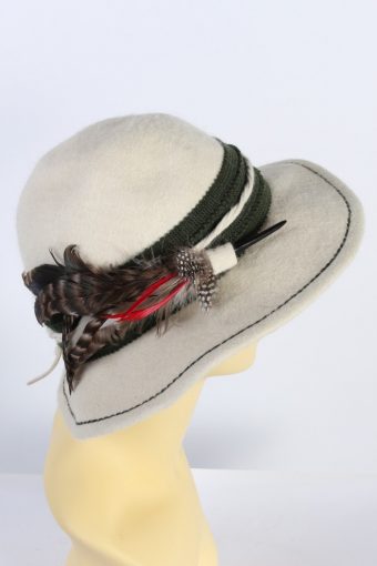 Vintage Mayser Modell Trilby Hat White 90S With Feather HAT583-119094