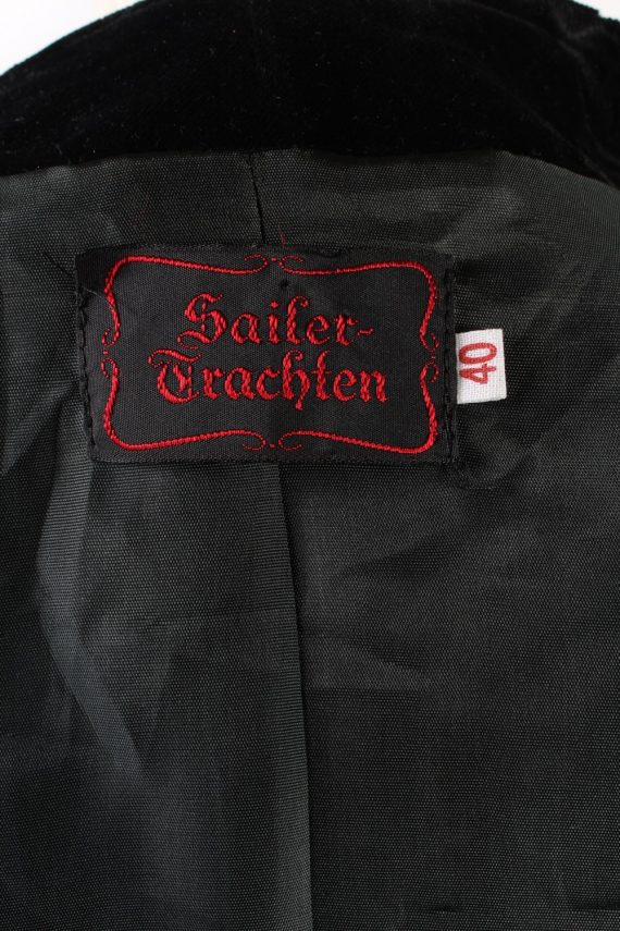 Vintage Sailer Trachten Cropped Soft Velvet Blazer Jacket 40 Black BJ73-121787