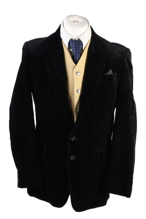 Vintage Herrenmode Jessen Soft Velvet Blazer Jacket 48 Black
