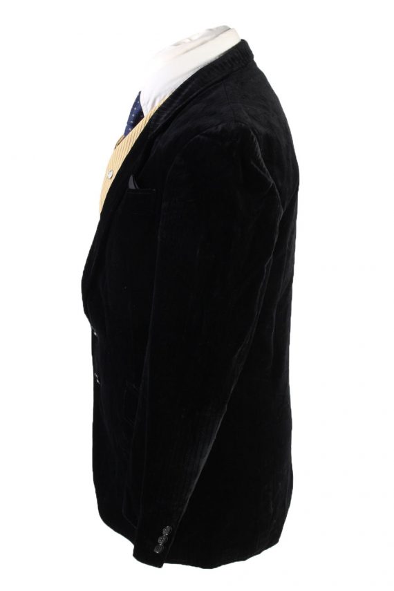 Vintage Herrenmode Jessen Soft Velvet Blazer Jacket 48 Black -C1735-121146