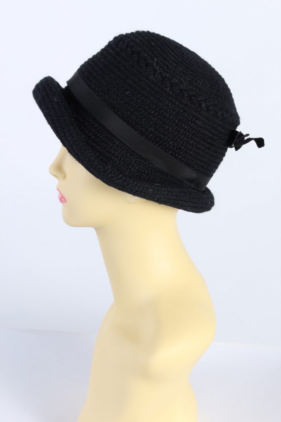 Vintage Everitt Knit Winter Hat With Belt Warmest 1990s Navy - HAT605-119344