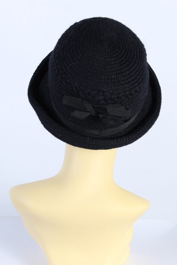 Vintage Everitt Knit Winter Hat With Belt Warmest 1990s Navy - HAT605-119345