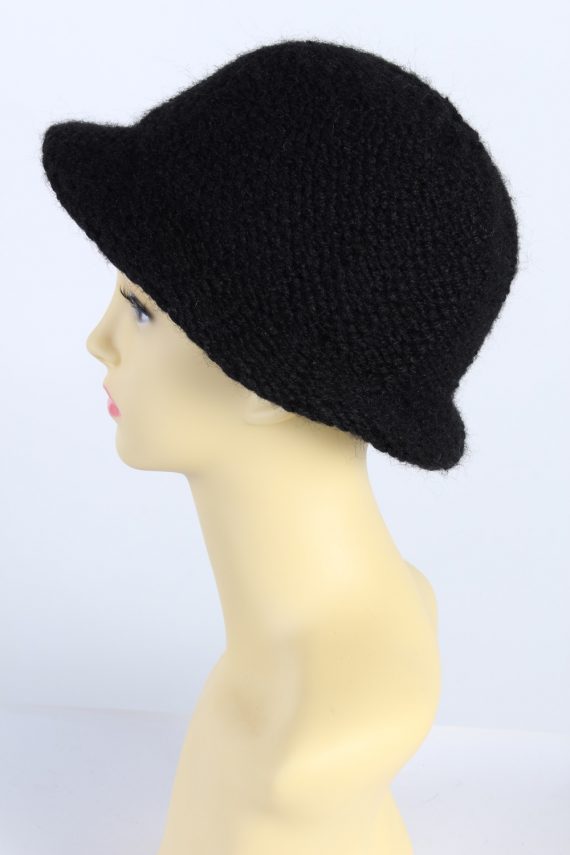 Vintage Knit Winter Hat With Small Brim Lined Casuals