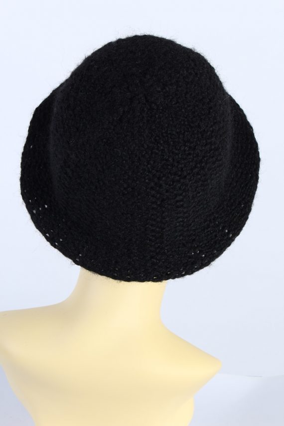 Vintage Knit Winter Hat With Small Brim Lined Casuals 1990s Navy - HAT606-119342