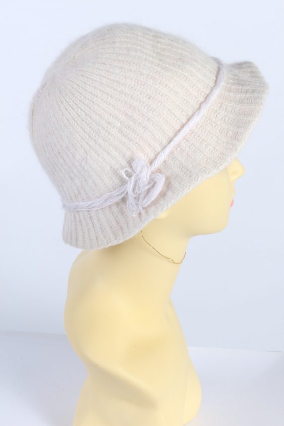 Vintage Rosemarie Fiegen Knit Winter Hat Lined 1990s White - HAT609-119331