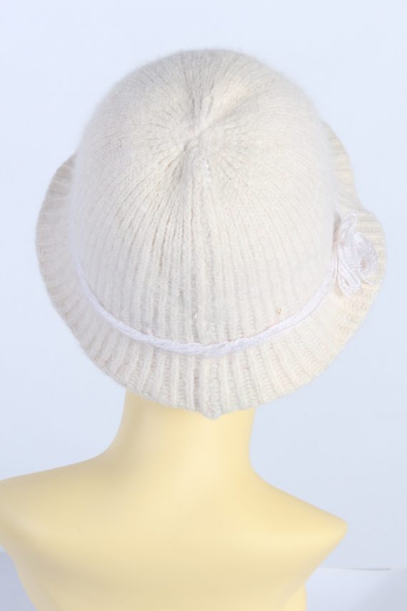 Vintage Rosemarie Fiegen Knit Winter Hat Lined 1990s White - HAT609-119332
