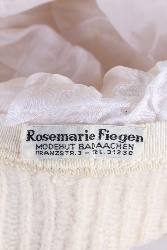 Vintage Rosemarie Fiegen Knit Winter Hat Lined 1990s White - HAT609-119333