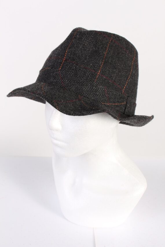 Vintage Wool Blended 1980s Fashion Trilby Hat Black HAT657-0