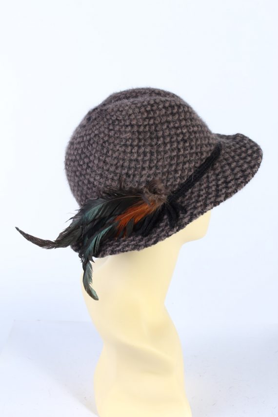 Vintage 1990s Fashion Brimmed Winter Hat Brown HAT869-121174