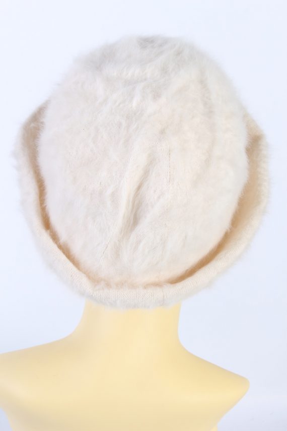 Vintage Kangora Angora Soft 1990s Fashion Brimmed Winter Hat White HAT882-121355