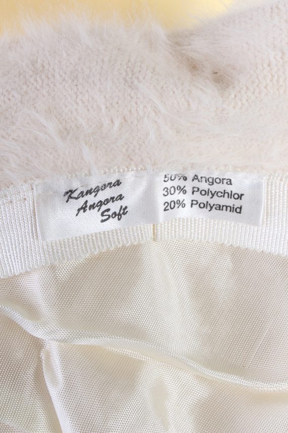 Vintage Kangora Angora Soft 1990s Fashion Brimmed Winter Hat White HAT882-121356