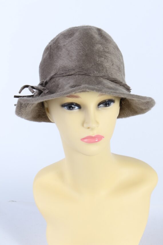 Vintage 1980s Fashion Trilby Winter Hat Khaki HAT888-0