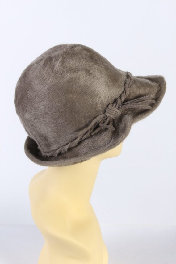 Vintage 1980s Fashion Trilby Winter Hat Khaki HAT888-121331