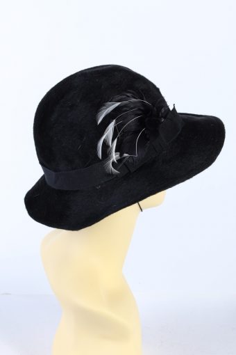 Vintage 1980s Fashion Trilby Winter Hat Black HAT893-121315
