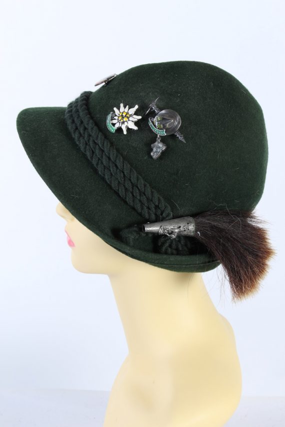 Vintage 1980s Fashion Brimmed Hat Green HAT917-121445