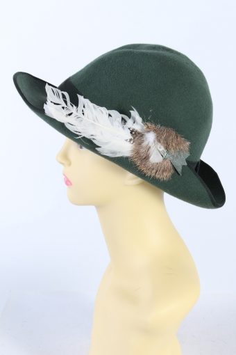 Vintage Jagd Sport 1980s Fashion Brimmed Hat Green HAT920-121433