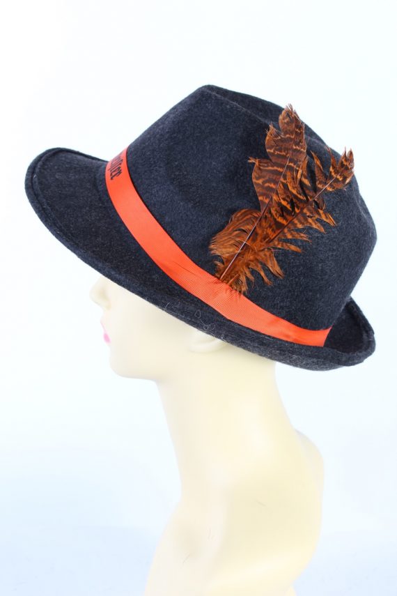 Vintage Jaegermeister 1980s Fashion Brimmed Hat Dark Grey HAT922-121425