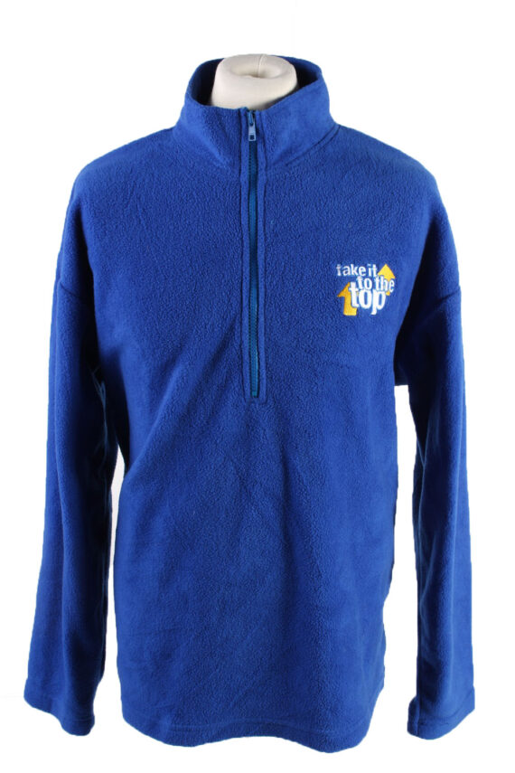 Fleece Sweatshirt High Neck 90s Blue XL