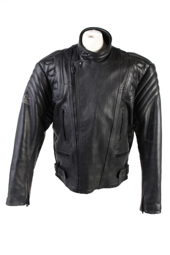 Vintage Stx Apollo Genuine Leather Motorcycle Jacket 52 Black -C1768-0