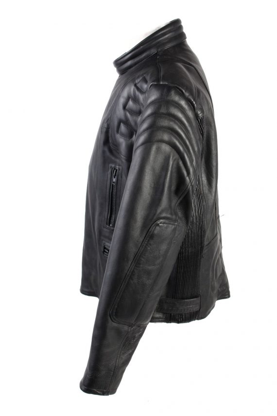 Vintage Stx Apollo Genuine Leather Motorcycle Jacket 52 Black