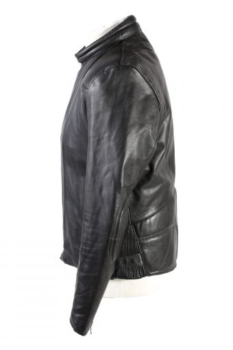Vintage Genuine Leather Motorcycle Jacket 52 Black