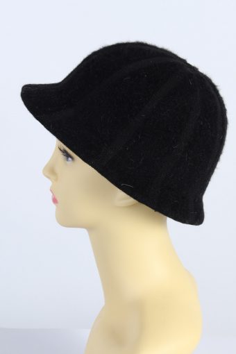 Vintage Schmedes 1980s Fashion Brimmed Lined Winter Hat Black HAT1009-122674