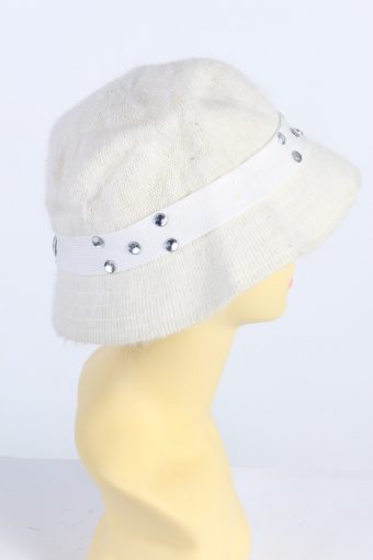 Vintage 1970s Fashion Winter Knit Hat White HAT1019-122653