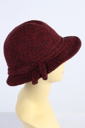 Vintage 1980s Fashion Womens Knit Trilby Hat Bordeaux HAT1096-123089