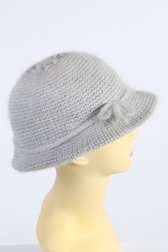 Vintage 1980s Fashion Womens Knit Lined Trilby Hat Light Grey HAT1100-123105