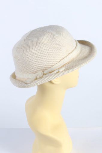Vintage 1990s Fashion Womens Brim Knit Hat Beige HAT1113-123482