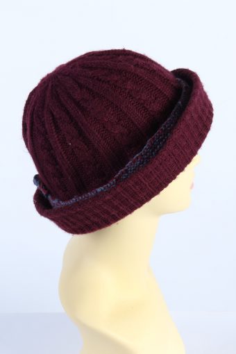 Vintage 1990s Fashion Womens Brim Knit Hat Bordeaux HAT1114-123486