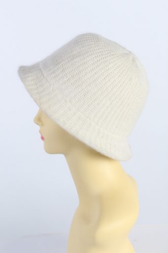 Vintage H&M Divided 1990s Fashion Womens Brim Lined Knit Hat White HAT1117-123498