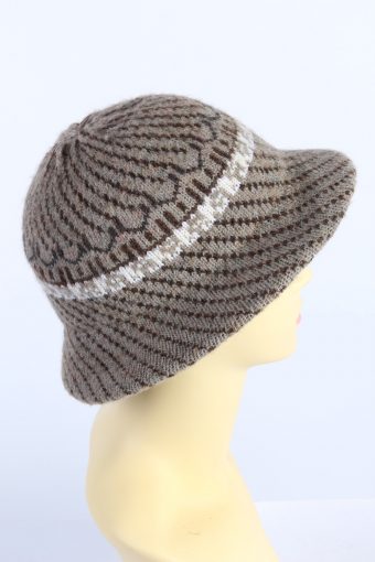 Vintage 1970s Fashion Womens Brim Lined Knit Hat Brown HAT1133-123562