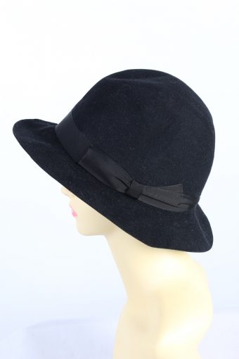 Vintage Burselon Silk 1980s Fashion Womens Trilby Hat Black HAT1181-124317