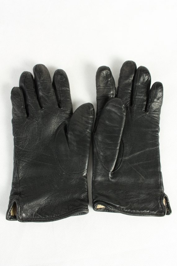 Vintage Womens Leather Gloves Lined Black